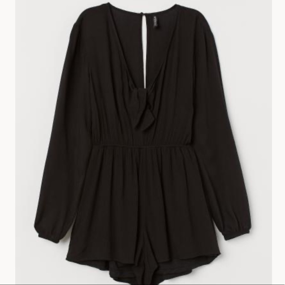 H&M Black Knot Tie Front Romper